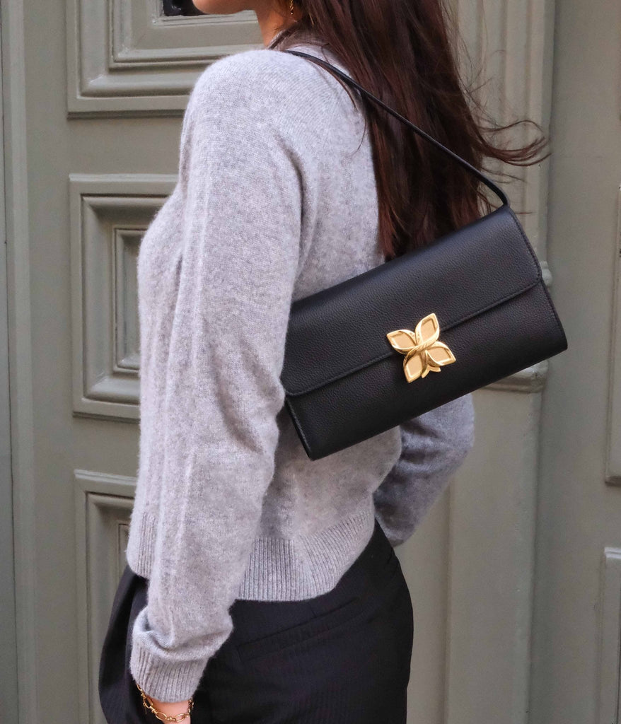 Hortensia Clutch | Noir - Fleuron Paris